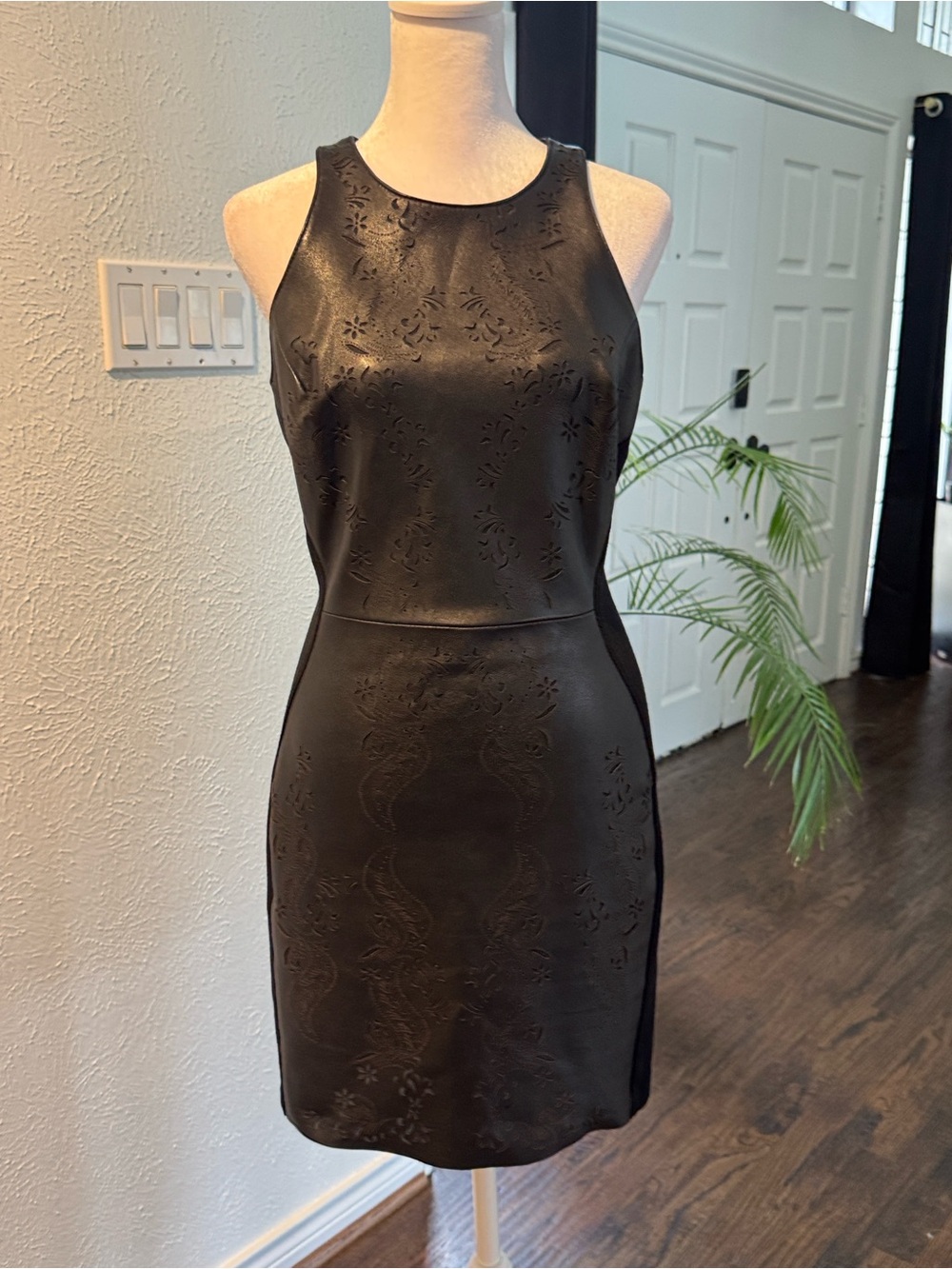Dolce Vita Black Laser-cut Leather Mini Dress